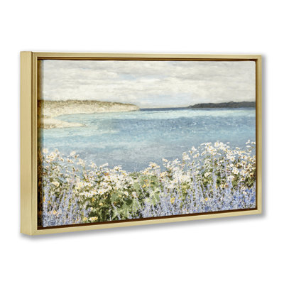  Toile flottante encadrée «Daisy Field over Sea» par Amber Sterling