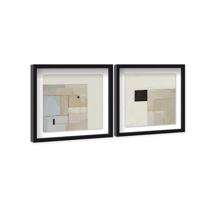 Soft Roughness Set Shadowbox Abstract Print by Oliver Gal, Black Frame, 12 x 12, 13.5"H x 13.5"W, Black Shadowbox