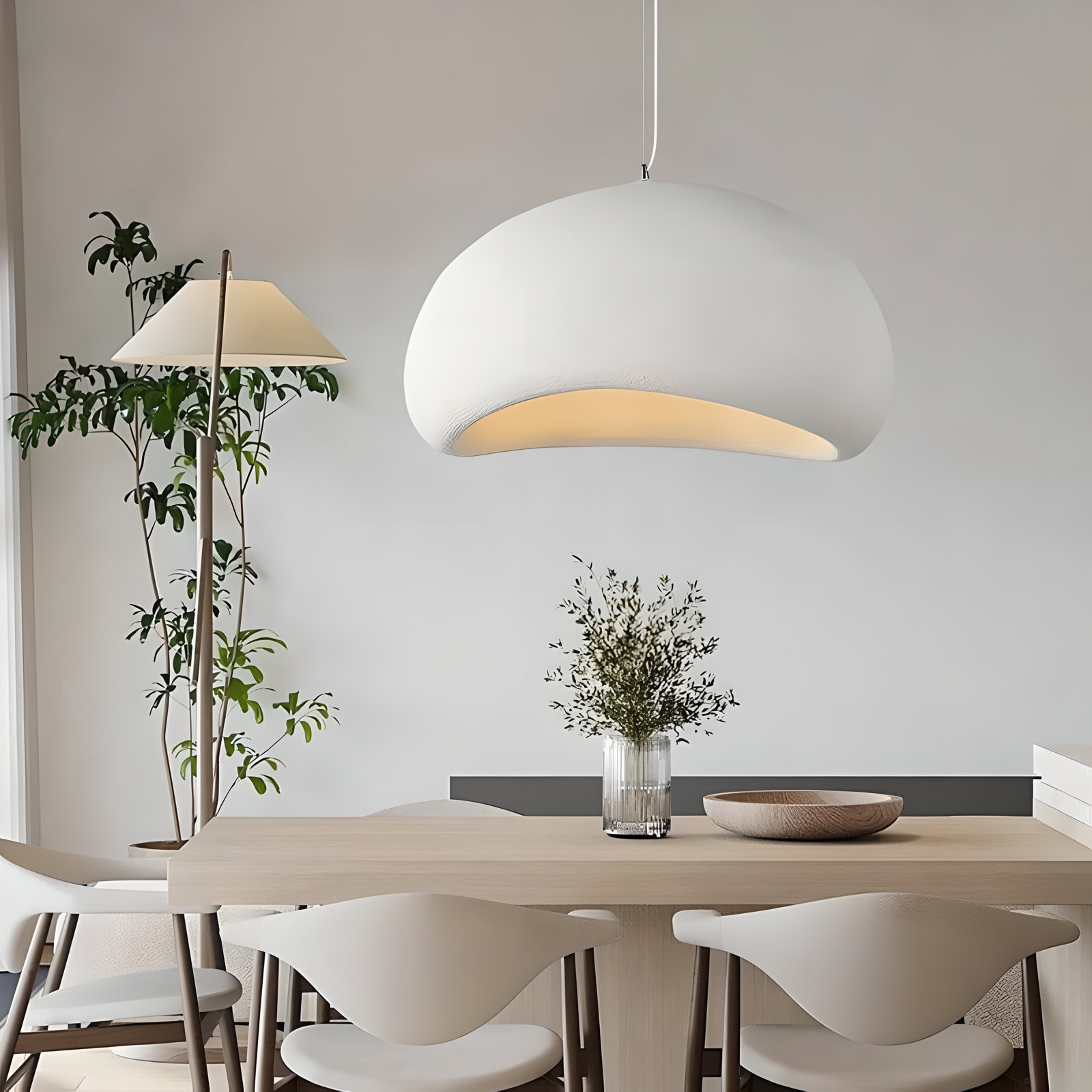 Jimyah 1- Light White Polystyrene Unique/Statement Modern Pendant, 60" H x 23.6" W x 18.9" D
