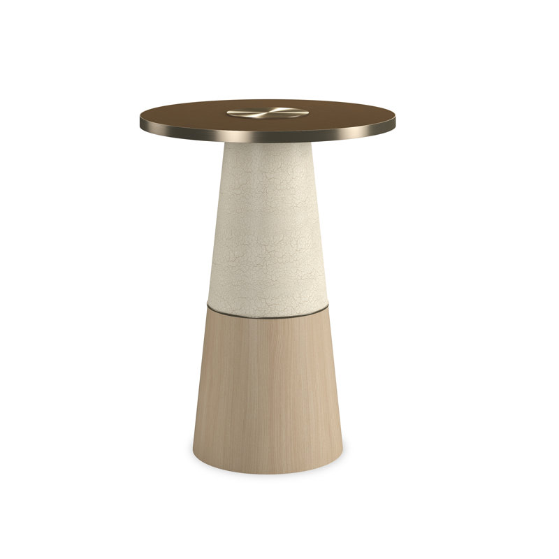 Aperture Glass End Table, Natural/Ivory, Bronze