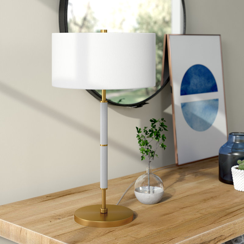 Lampe de table 25 po Simone, Gris / laiton