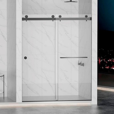Porte de douche coulissante double sans cadre pour salle de bain