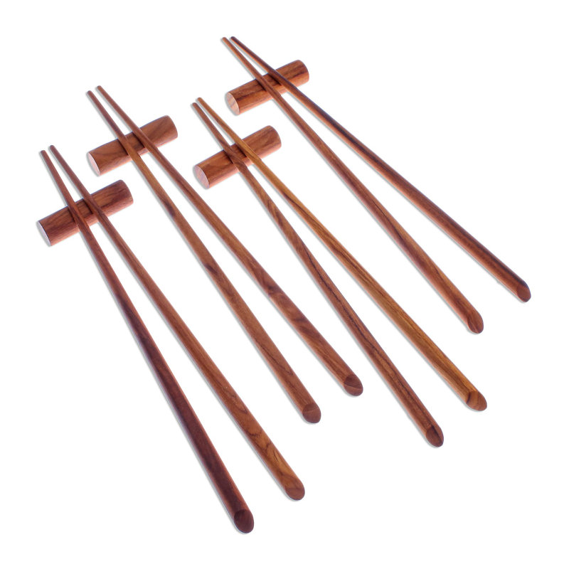 Baguettes en bois de teck miraculeux (ensemble de 4)