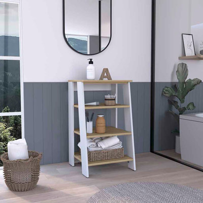 Armoire à linge St. Clair, deux tablettes intérieures, deux tablettes ouvertes, une porte