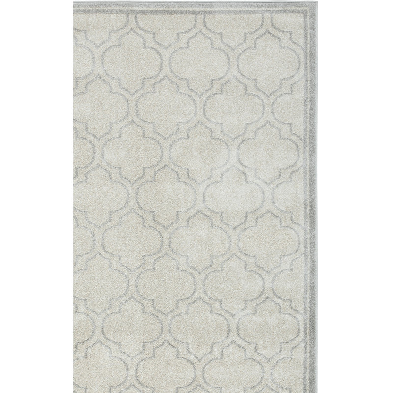 Tapis gris clair / ivoire à motif géométrique Ammundsen, Rectangle 9 pi x 12 pi