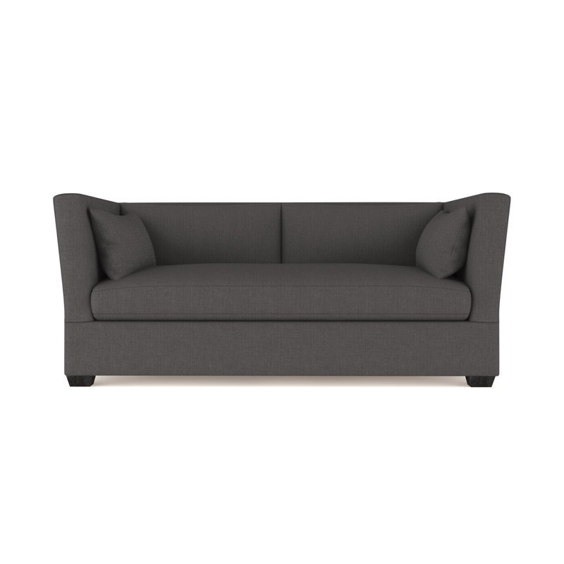 Rivington Flare Square Track-Arm Sofa, Ebony, 31" H x 84" W x 37" D, Box Weave Linen Graphite