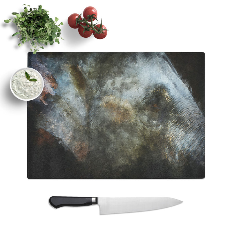 Tempered Glass Colourful Elephant Chopping Board, 20 cm x 28.5 cm
