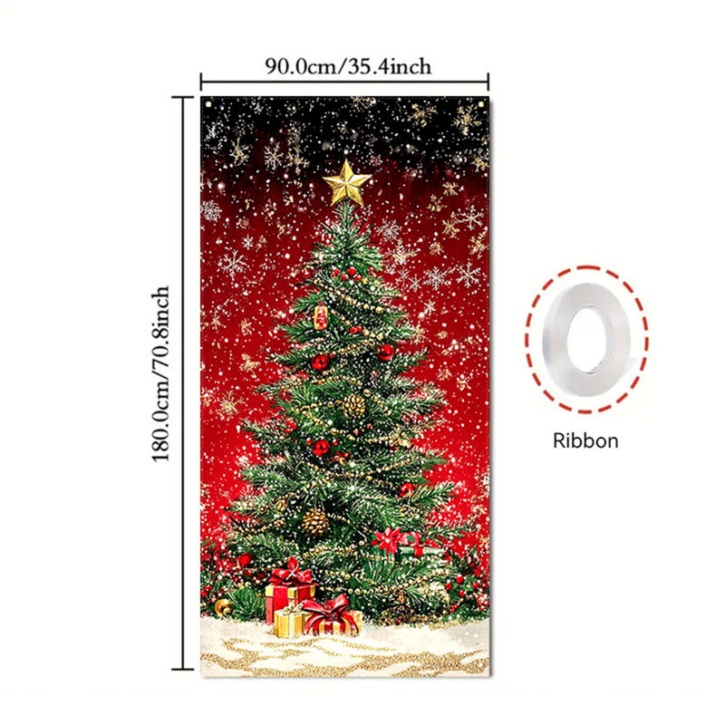Kbndieu Christmas Door Curtain Decoration Door Cover Christmas Scene Layout Background Cover