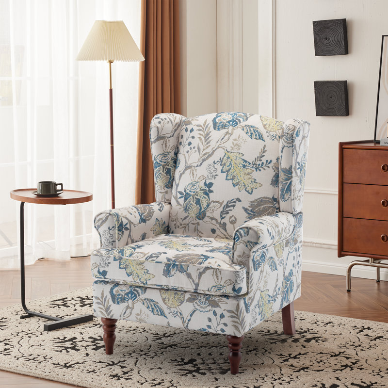 Devonn Upholstered Accent Chair, Blue Floral