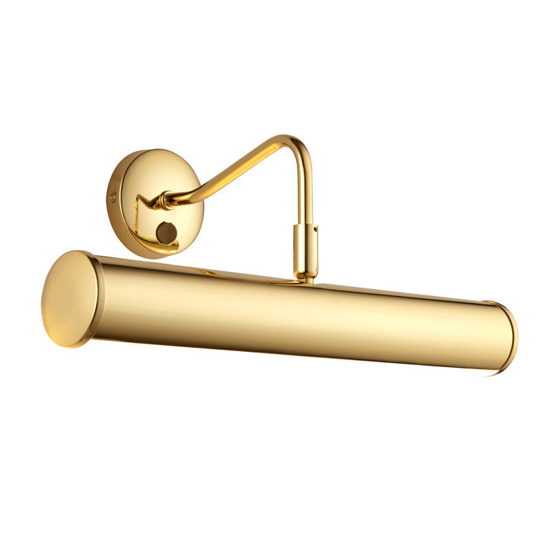 1 - Light Hardwired Wall Mounted Picture Light, 18.5 cm H x 35.5 cm W, Brass