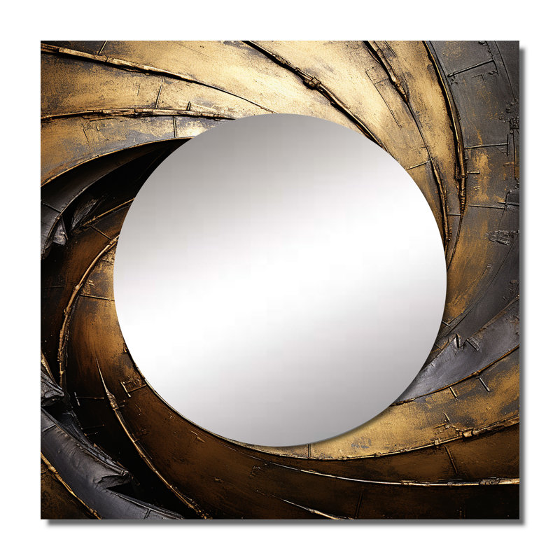 Décoration murale dorée et noire Timeless Turn - Abstract Spirals Square, 23 po x 23 po