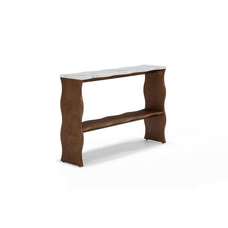 47.24" Whisper of Waves Modern Console Table, Walnut Brown
