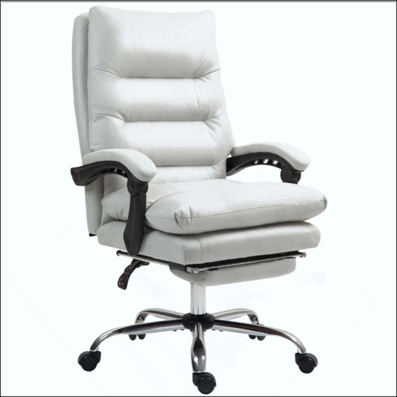 Fauteuil de bureau en microfibre à massage, fauteuil inclinable chauffant avec repose-pieds, Gris clair