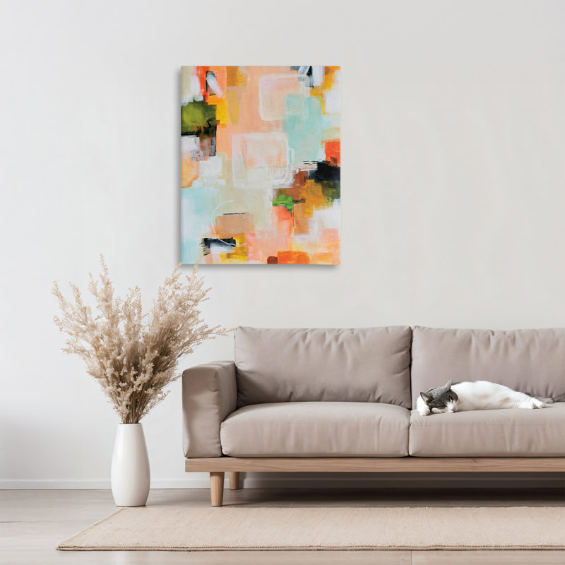 Toile abstraite déconstruite, design par Katherine Irvin, H 30 po x l 24 po