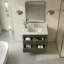 36'' Freestanding Single Sink Bathroom Vanity with 1.4'' Thick Engineered Stone Top and Solid Wood Frame, Sage Green