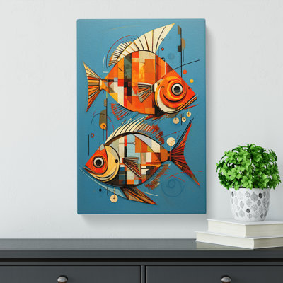 Fish Constructivism Art - Wrapped Canvas
