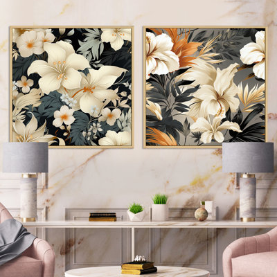 Revere - Ensemble de 2 collages floraux carrés