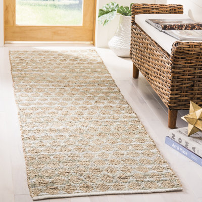 Arria Hand Woven Jute/Cotton Geometric Rug in Gray/Natural