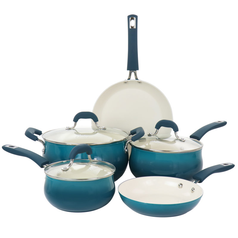 Batterie de cuisine antiadhésive en aluminium 8 pièces Oster, Bleu sarcelle