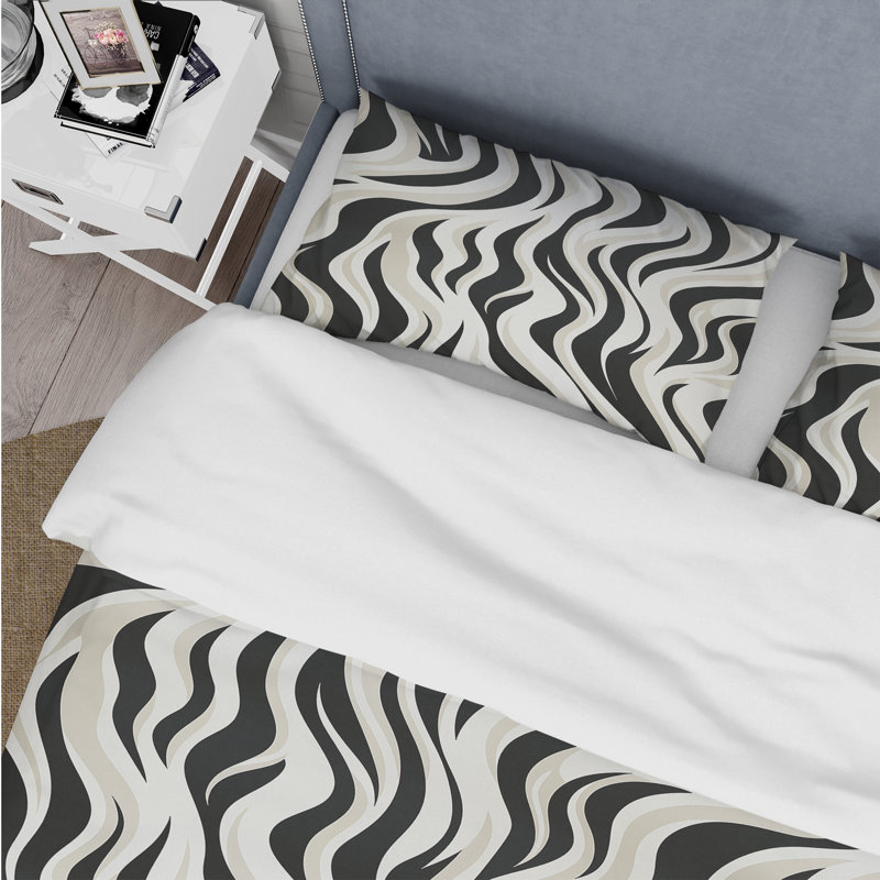 Literie à motif de zèbre noir, Housse de couette pour très grand lit et 2 très