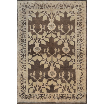 Voysey One-of-a-Kind 6' x 9'11" 1900s Rectangle Wool Area Rug in Brown