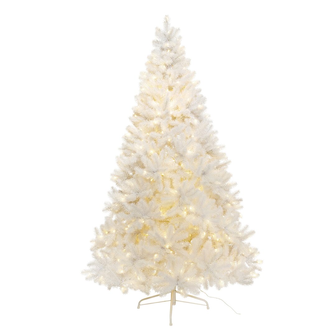 Künstlicher Weihnachtsbaum 180 cm Creme mit Ständer und 350 LED-Leuchten