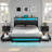 LED Upholstered Platform Bed Frame with 4 Storage Drawers and Storage Headboard-1959522904-2002412866