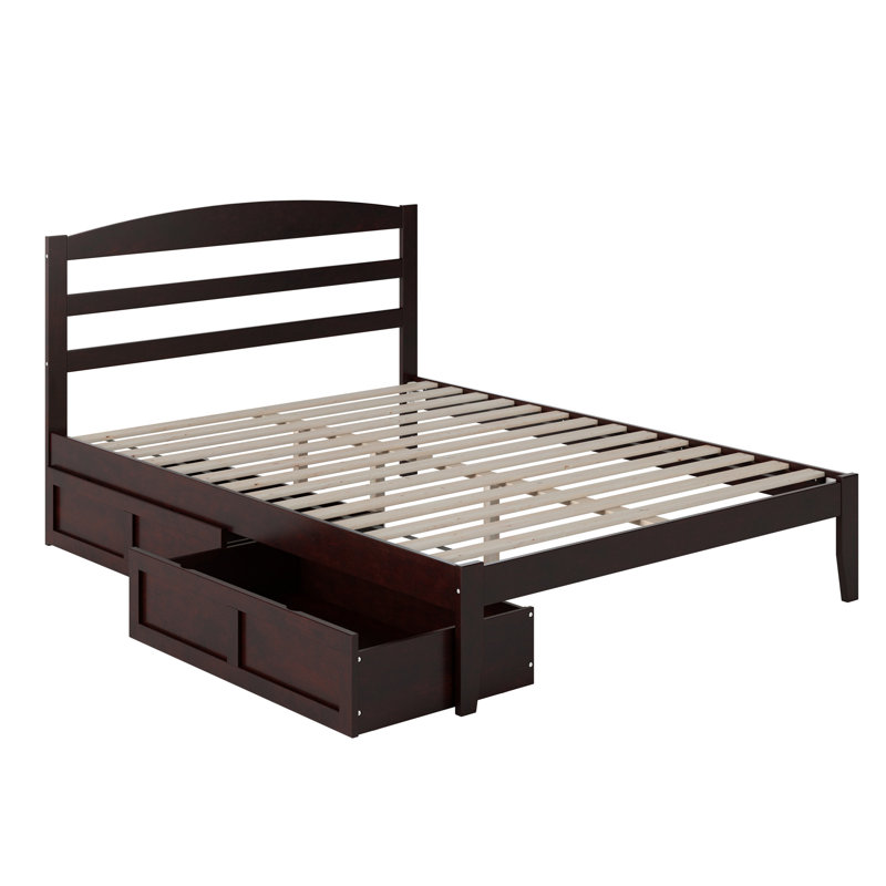 Elliana Solid Wood Storage Platform Bed, Espresso, Full