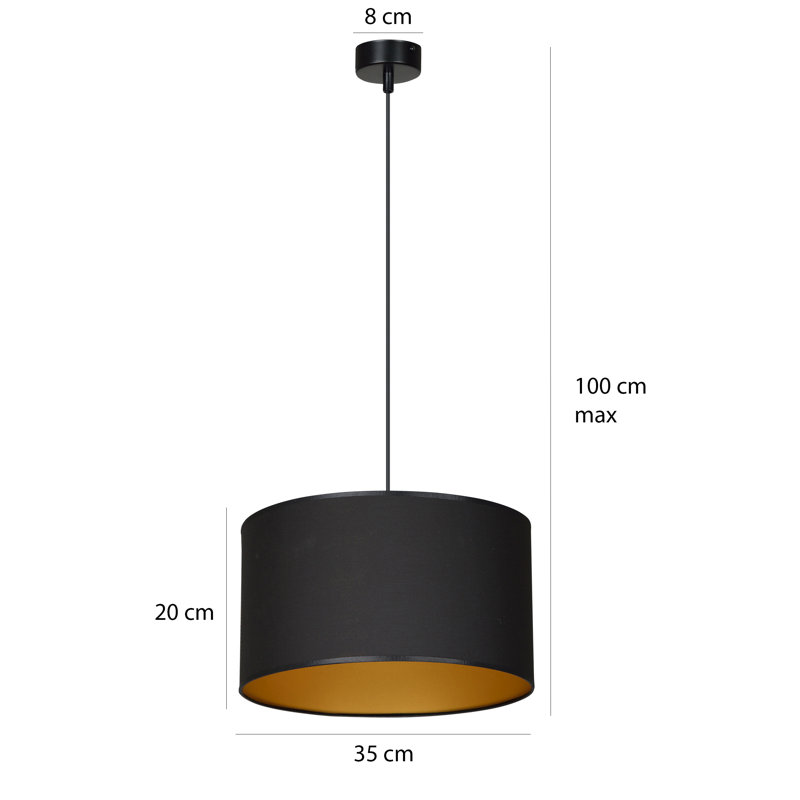 Pascua 1 - Light Black Drum Pendant, Gold