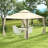 Steel Outdoor Patio Gazebo With Polyester Privacy Curtains, Two-Tier Roof For Air, & Large Design-112604759
