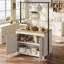 Îlot de cuisine avec rangement 42 po - Chariot de cuisine robuste, îlot de cuisine mobile avec tablettes à 2 niveaux et 5 crochets, comptoir en bois massif pour petits espaces-51716346