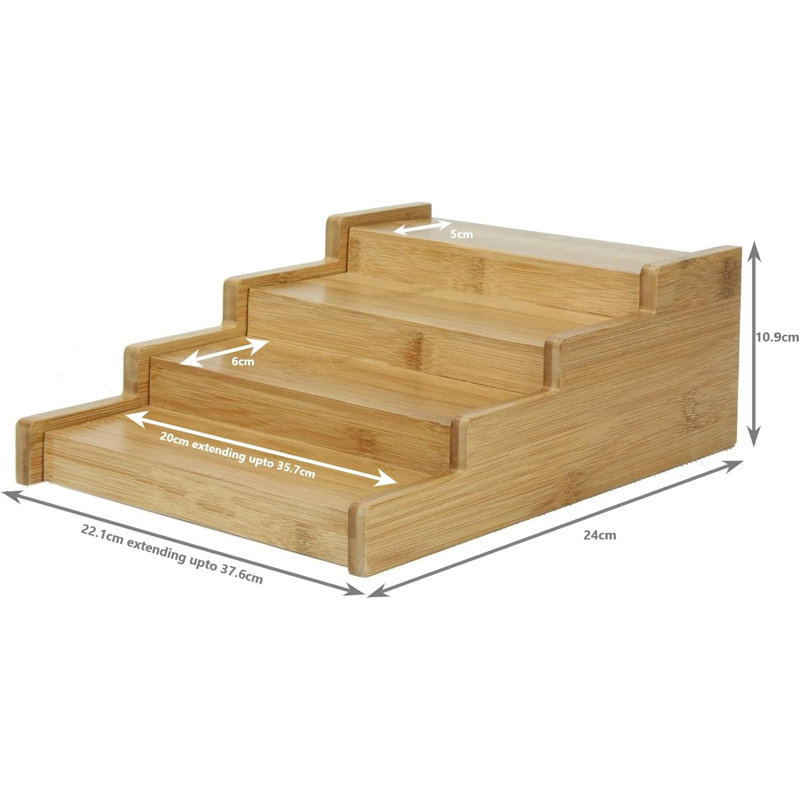 Freestanding Bamboo Spice Rack with Adjustable Racks