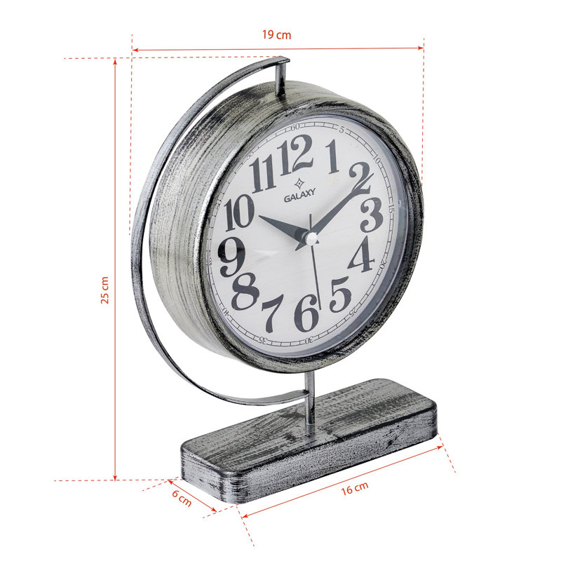 Becknell Elegant Metal Decorative Clock, 7.5 x 9.8 inches, Grey Color | 100% Metal Construction, 0.4 inches Thick | Silent Mechanism, Requires 1 AA Battery (Not Included) | Perfect for Home Decor & Office Spaces