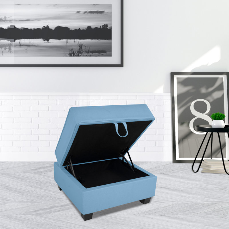 Nahim Ottoman Module for Sectional Sofa – Storage Footrest Cube Seat for Modern Living Room Decor, Robin Egg Blue