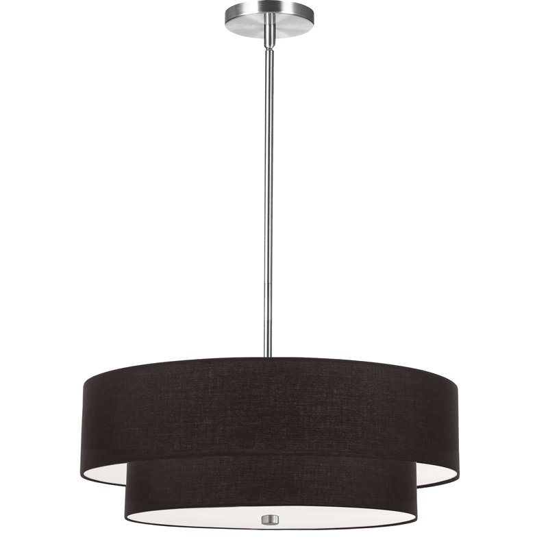 Luminaire suspendu incandescent 2 niveaux Absalat, Noir, Laiton vieilli