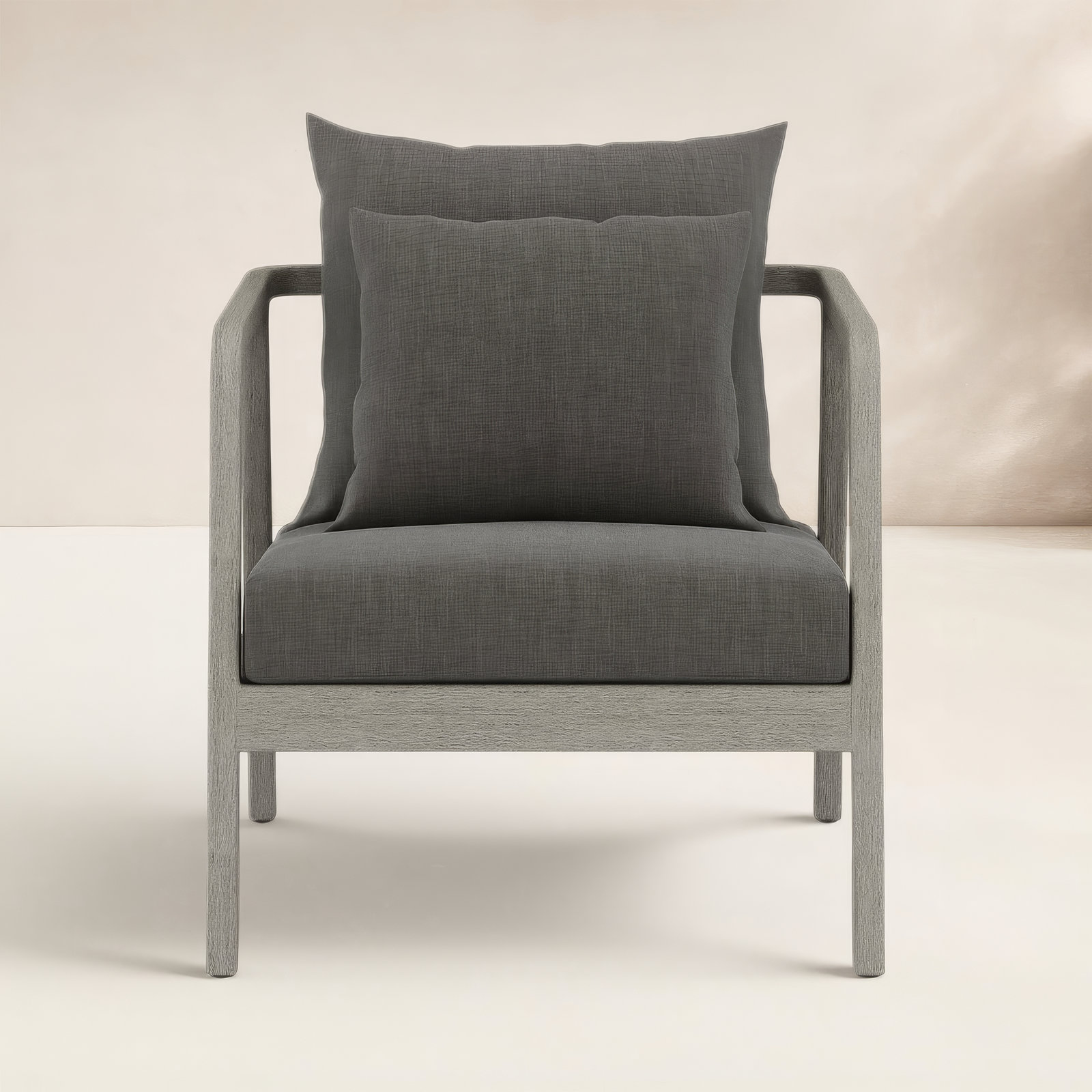 Layne Teak Outdoor Lounge Chair, Charcoal, Gray