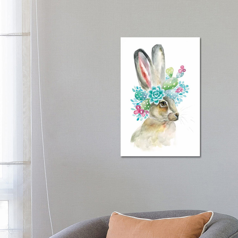 Cactus Bunny by Kirsten Dill - Wrapped Canvas Gallery-Wrapped Canvas Giclée, 66.04 cm H x 45.72 cm W