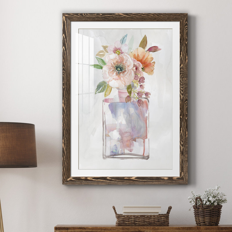 Mini bouquet II - peinture encadrée, H 37,5 po x l 27,5 po x P 1,5 po, Toile avec cadre en noyer