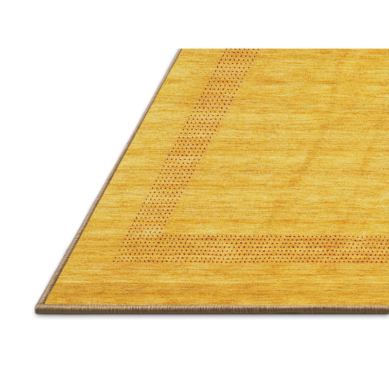 Tapis de zone jaune contemporaine Lieven, Rectangle 5 pi x 7 pi