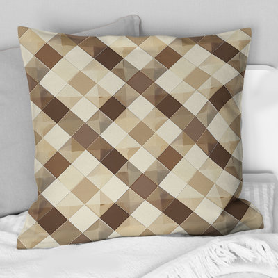 Coussin décoratif à motif vichy brun et beige II