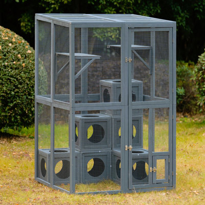 Outdoor Cat Shelter - 7 Boxes For Cats' Enjoyment Play Area With Removable Parts Customizable Needs