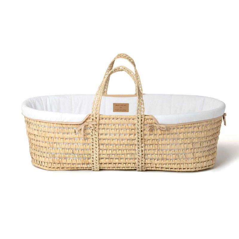Organic Palm Moses Basket, White