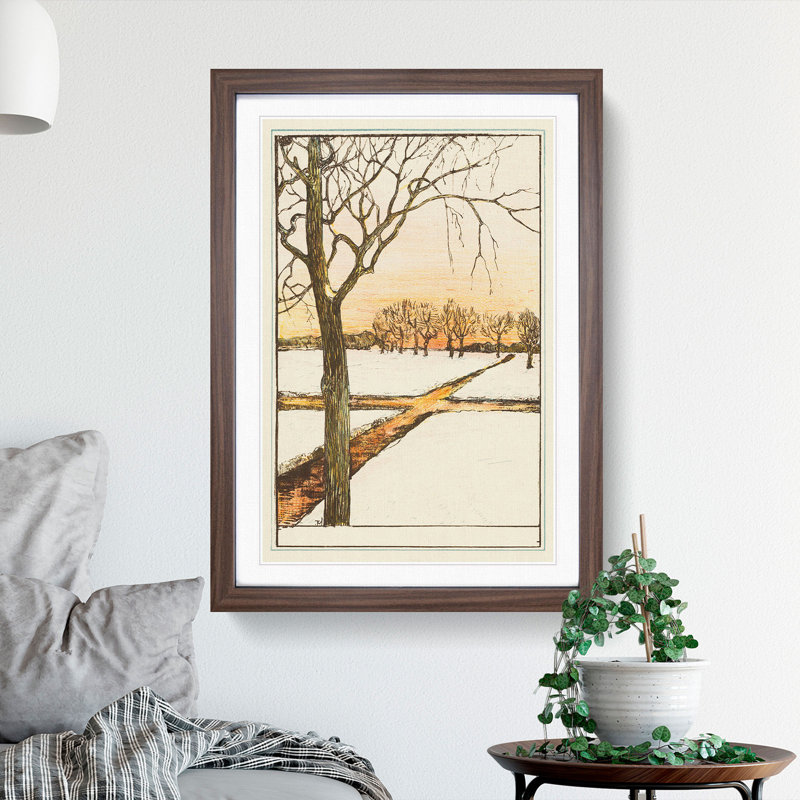 Snow Landscape by Theo Van Hoytema - Picture Frame Painting, Walnut Framed, 48cm H x 36cm W x 2cm D