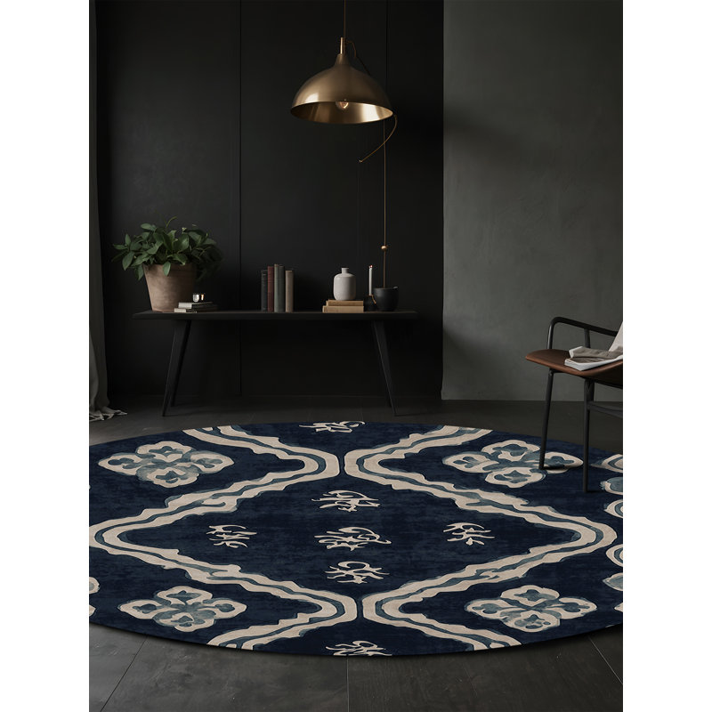 Machine Washable Gray Area Rug, Round 6'