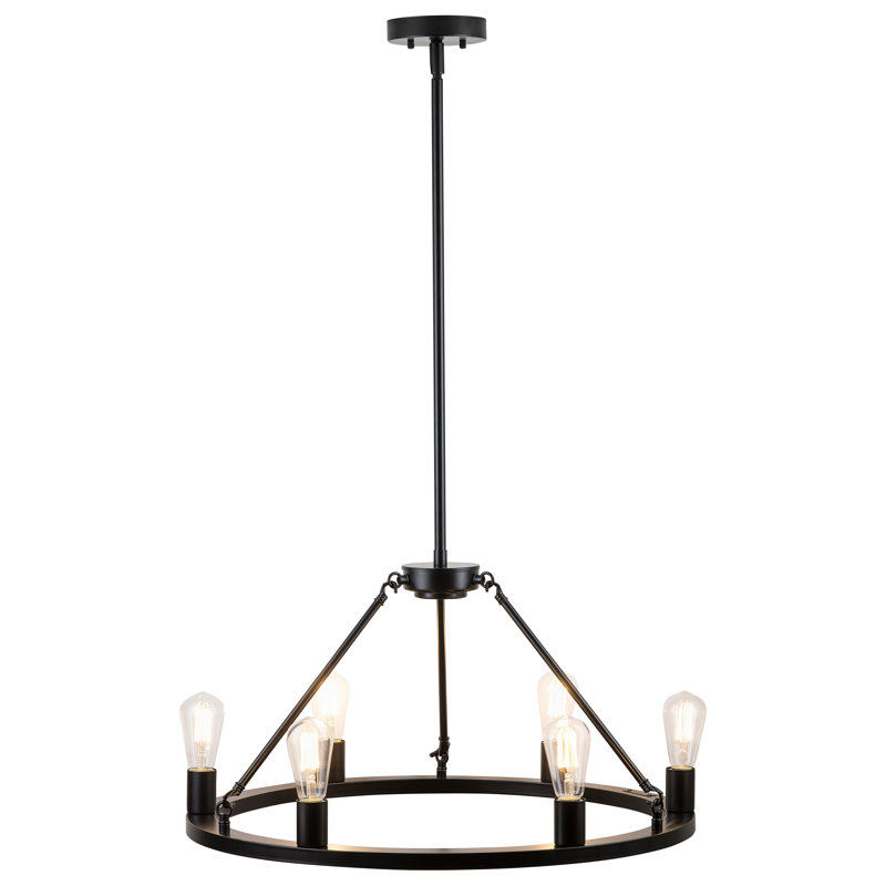 Lustre en roue de chariot à 6 lumières Sizer, Noir