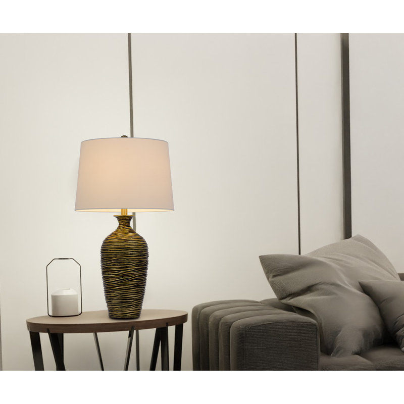 Aurora Table Lamps Set of 2 29"H Antique Bronze Resin 150W E26 3 Way Textured Vase Design White Shades