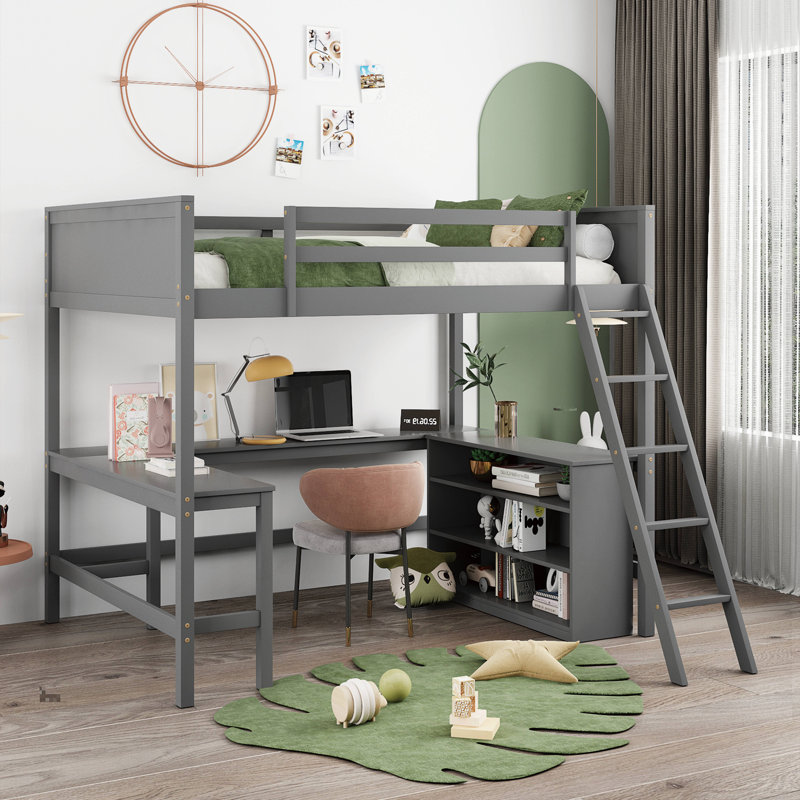 Giselly Kids Full Loft Bed, Gray