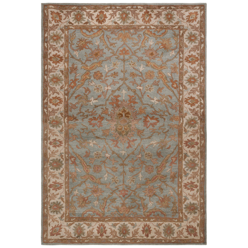Tressler Hand Tufted Wool/Cotton/Latex Oriental Rug in Blue/Ivory, Rectangle 6' x 9'