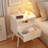 25.5 H Modern End Table, White Nightstand With Storage Drawer And Open Wood Shelf