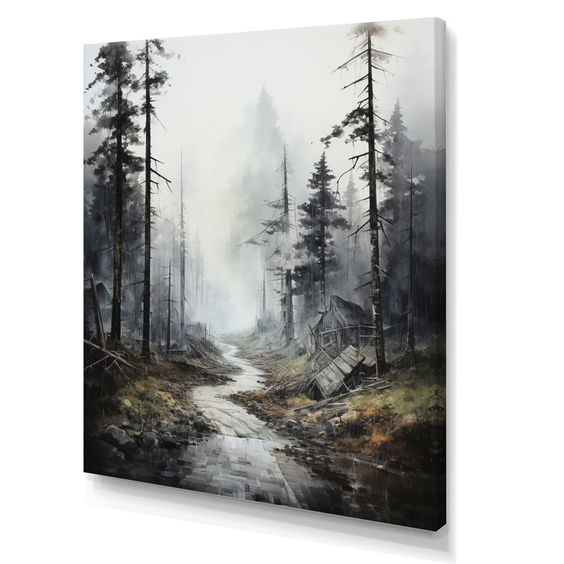 Méandre sur la route Thorugh Forest - route, art mural sur toile, H 44 po x l 34 po x P 1,5 po, Toile tendue